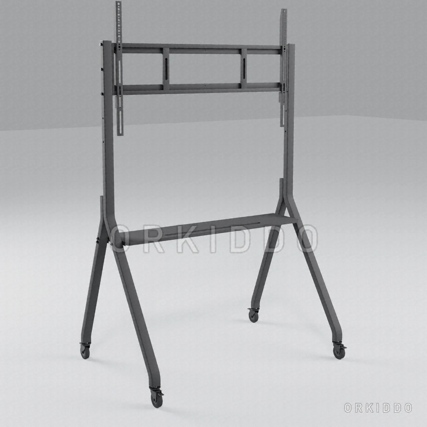 Stand troli ORKIDDO OKD-BY23 untuk IFP 98 inci, tampak depan miring