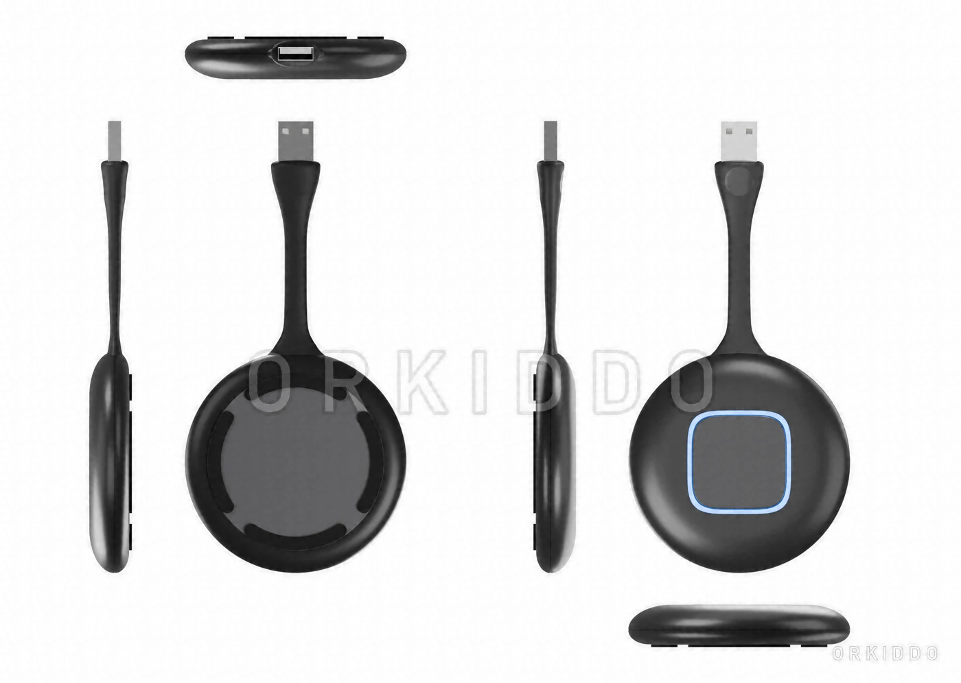 Dongle OKD-WS1 tampak depan, belakang, samping, atas, dan bawah