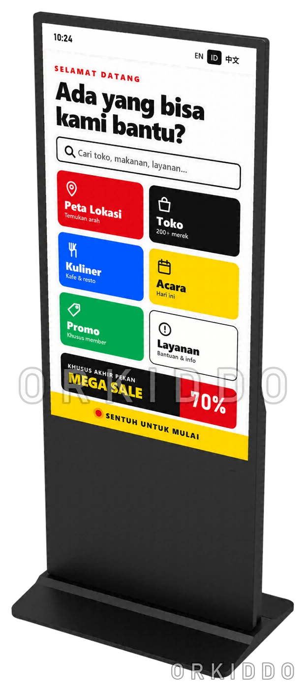 Digital signage berdiri layar sentuh ORKIDDO